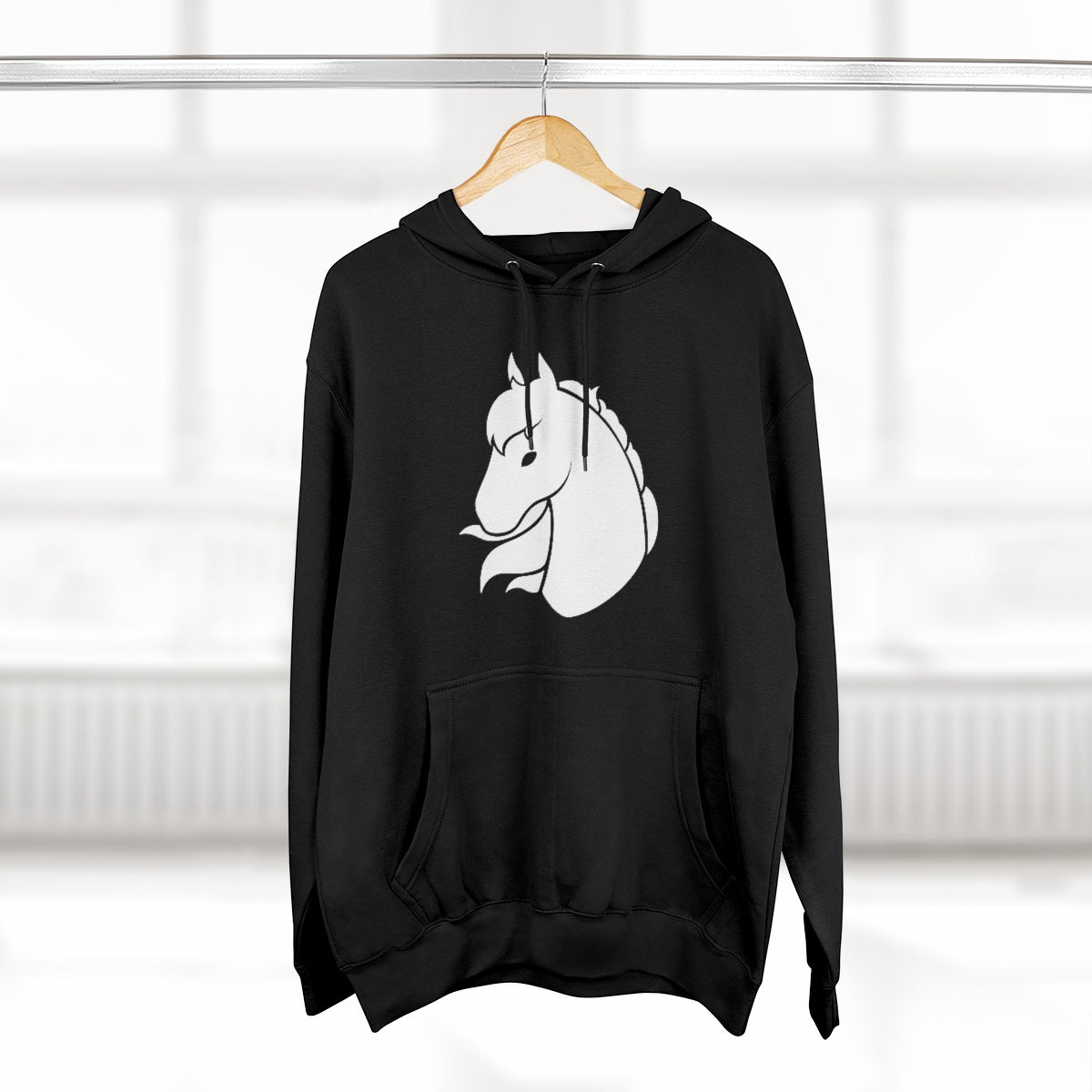 Pullover Hoodie - White Horse Head (Unisex)