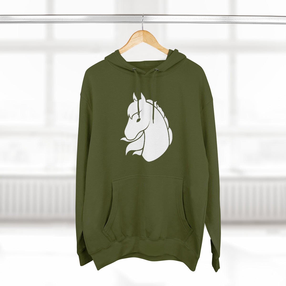 Pullover Hoodie - White Horse Head (Unisex)