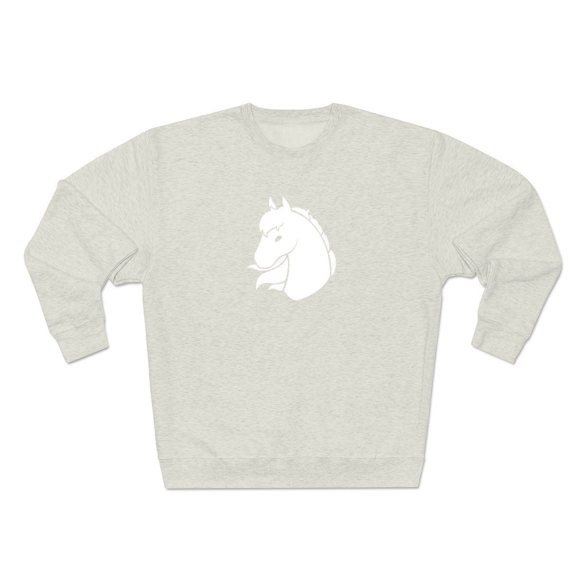 Crew Neck Sweatshirt - White Horse Head (Unisex)