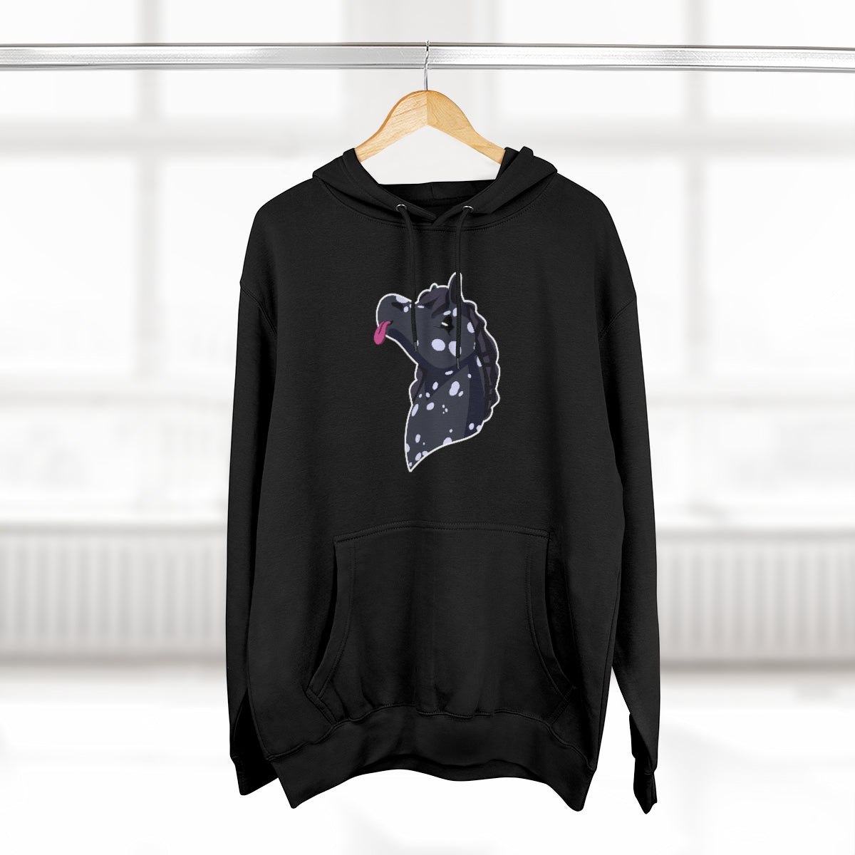 Pullover Hoodie - Black Snowflake Blep (Unisex)